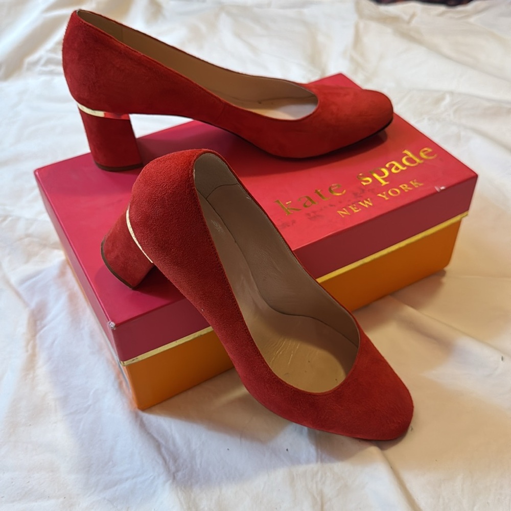 Poppy red Kate Spade block heel size 8